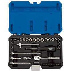 Draper Expert Combined MM/AF Socket Set, 1/4" Sq. Dr. (40 Piece)