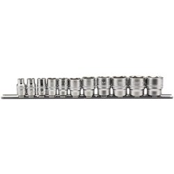 Draper Expert Imperial Socket Set on a Metal Rail, 3/8" Sq. Dr. (11 Piece)