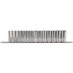 Draper Expert Metric Deep Socket Set on a Metal Rail, 3/8" Sq. Dr. (15 Piece)