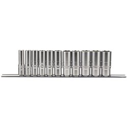 Draper Expert Imperial Deep Socket Set on a Metal Rail, 3/8" Sq. Dr. (11 Piece)