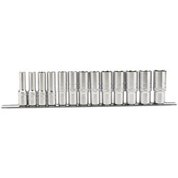 Draper Expert Imperial Deep Socket on a Metal Rail, 1/2" Sq. Dr. (13 Piece)