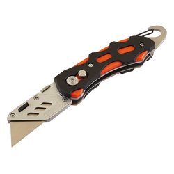 Folding Trimming Knife with Belt Clip, Green/Orange