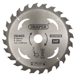 TCT Construction Circular Saw Blade, 250 x 30mm, 24T
