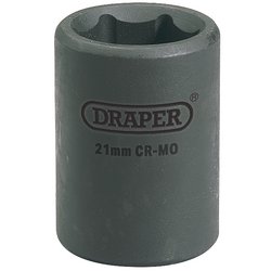 Draper HI-TORQ® Impact Socket, 1/2" Sq. Dr., 21mm