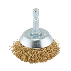 Brassed Steel Crimped Wire Cup Brush, 40mm