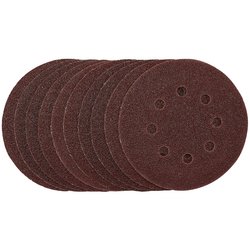 Punched Sanding Discs, 125mm, Hook & Loop, 40 Grit, (Pack of 10)
