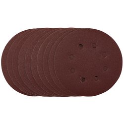 Punched Sanding Discs, 125mm, Hook & Loop, 120 Grit, (Pack of 10)