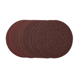 Punched Sanding Discs, 125mm, Hook & Loop, Assorted Grit, (Pack of 10)