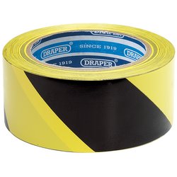 Adhesive Hazard Tape Roll, 33m x 50mm, Black and Yellow