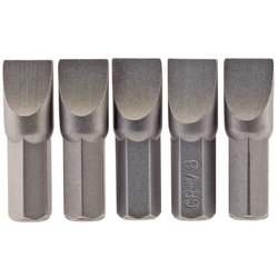 Plain Slot Insert Bit, 8.0mm, 1/4" Hex, 25mm Long (Pack of 5)