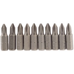 Cross Slot Insert Bit, 1/4" Hex, 25mm Long, No.1 (Pack of 10)