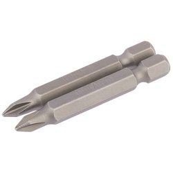 Cross Slot Insert Bit, 1/4" Hex, 50mm Long, No.1 (Pack of 2)