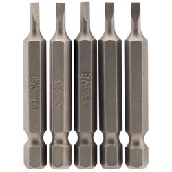 Plain Slot Insert Bit, 3mm, 1/4" Hex, 50mm Long (Pack of 5)