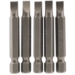 Plain Slot Insert Bit, 5.5mm, 1/4" Hex, 50mm Long (Pack of 5)