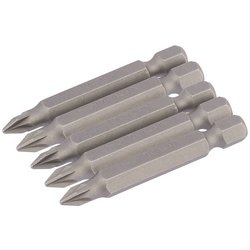 PZ Type Insert Bit, 1/4" Hex, 50mm Long, No.1 (Pack of 5)