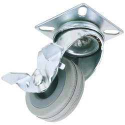 Swivel Plate Fixing Rubber Castor with Brake, 50mm Diameter, S.W.L. 50kg