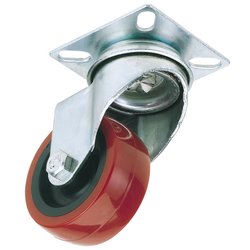 Polyurethane Wheeled Swivel Plate Fixing Castor, 75mm Diameter, S.W.L. 70kg