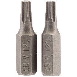Draper TX-STAR® Insert Bit, 1/4" Hex, 25mm Long, T20 (Pack of 2)