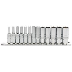 Draper Expert Deep Metric Socket Set on a Metal Rail, 1/4" Sq. Dr. (13 Piece)