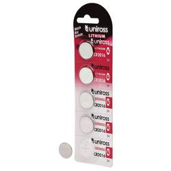 Uniross Lithium Coin Cell CR2016 Batteries (Pack of 5)